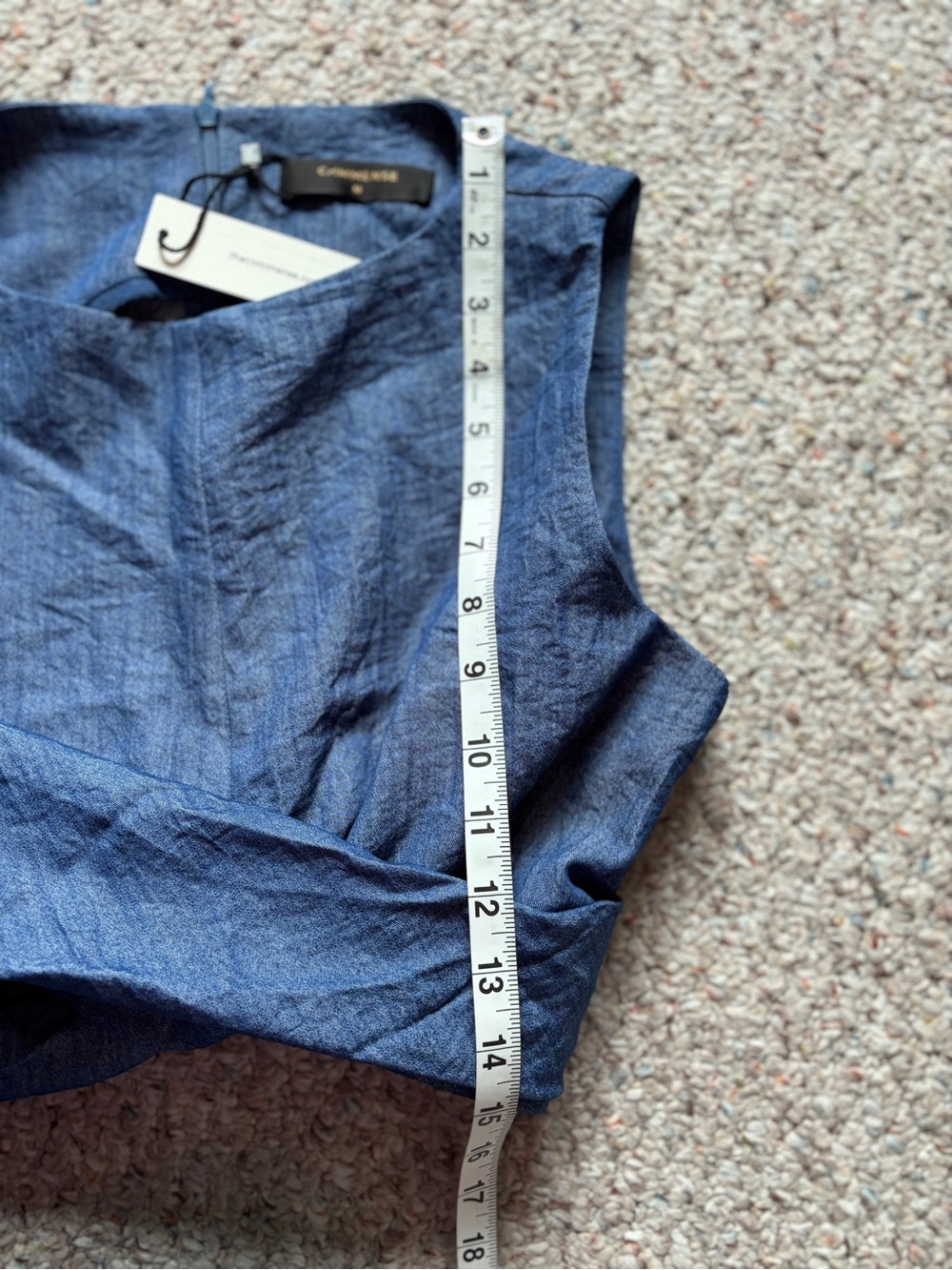 NWT Commense women’s medium crop tank top wide leg trouser chambray blue set - Picture 9 of 12